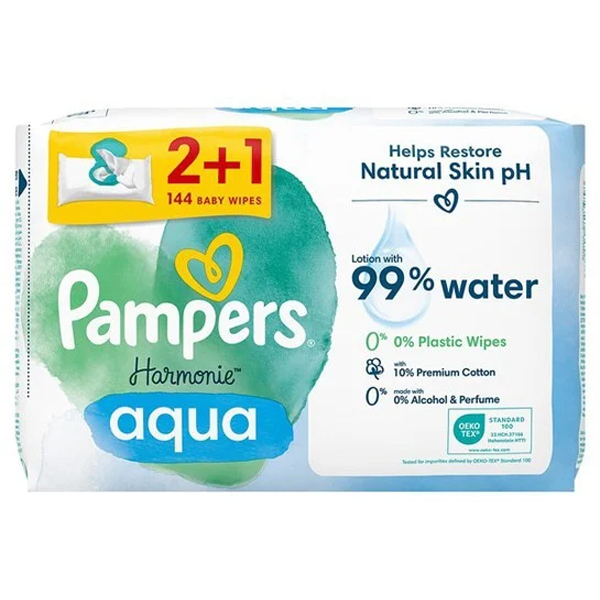 PAMPERS ΜΩΡΟΜΑΝΤΗΛΑ 3x48τεμ. - (HARMONIE) (AQUA) (2+1)Τεμάχια / Κιβώτιο: 6