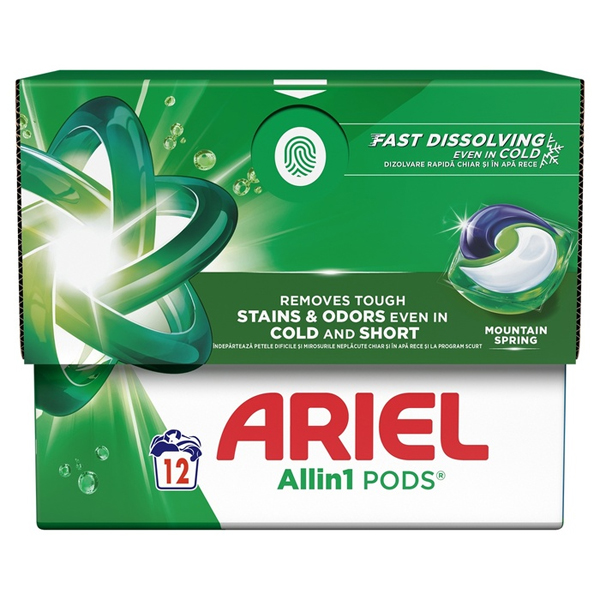 ARIEL ΥΓΡΕΣ ΚΑΨΟΥΛΕΣ ALL IN 1 (12τεμ.) - (MOUNTAIN SPRING)Τεμάχια / Κιβώτιο: 4