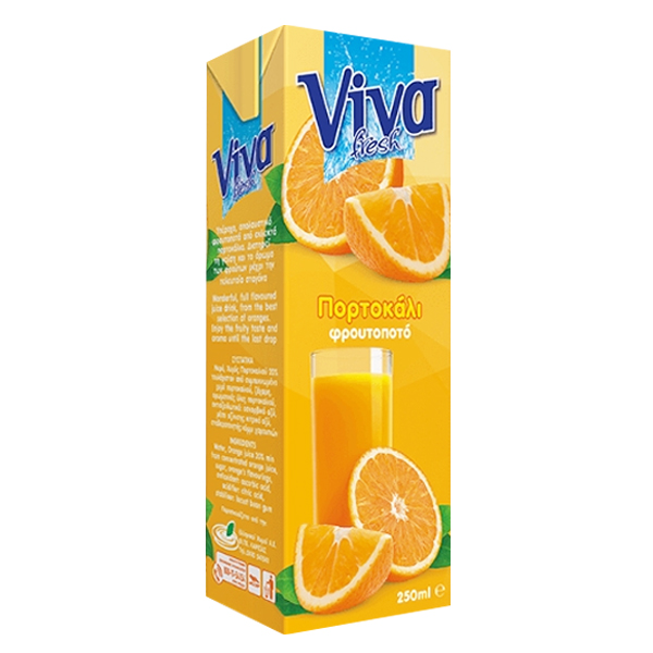 VIVA 250ml - (ΠΟΡΤΟΚΑΛΙ ΦΡΟΥΤΟΠΟΤΟ)Τεμάχια / Κιβώτιο: 27