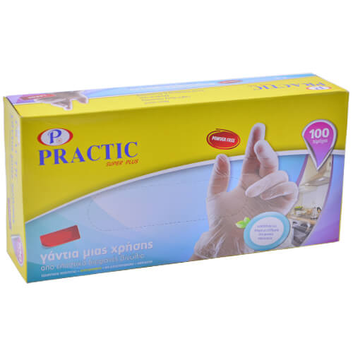 PRACTIC ΓΑΝΤΙΑ ΒΙΝΥΛΙΟΥ ΑΠΟΥΔΡΑΡΙΣΤΑ (100τεμ.) - (X-LARGE) (ΔΙΑΦΑΝΑ)Τεμάχια / Κιβώτιο: 10