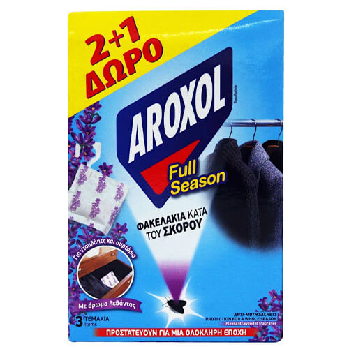 AROXOL ΦΑΚΕΛΑΚΙΑ ΚΑΤΑ ΤΟΥ ΣΚΟΡΟΥ - (ΛΕΒΑΝΤΑ) (2+1 ΔΩΡΟ)Τεμάχια / Κιβώτιο: 18