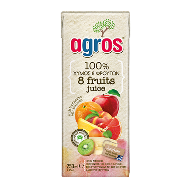 AGROS ΧΥΜΟΣ 250ml - (8 ΦΡΟΥΤΑ)Τεμάχια / Κιβώτιο: 27
