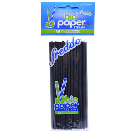 BIO PAPER ΧΑΡΤΙΝΟ FREDDO ΚΑΛΑΜΑΚΙ ΙΣΙΟ 20cm - (ΜΑΥΡΟ) (40τεμ.)Τεμάχια / Κιβώτιο: 50