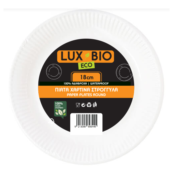 LUX BIO ECONOMY ΠΙΑΤΑ ΧΑΡΤΙΝΑ 7" (18cm) - (20τεμ.)Τεμάχια / Κιβώτιο: 50
