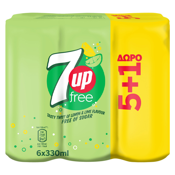 7UP FREE ΑΝΑΨΥΚΤΙΚΟ 330ml - (5+1 ΔΩΡΟ)Τεμάχια / Κιβώτιο: 4