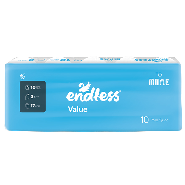 ENDLESS ΧΑΡΤΙ ΥΓΕΙΑΣ VALUE 3ply - (85gr. x 10 ΡΟΛΛA)Τεμάχια / Κιβώτιο: 6