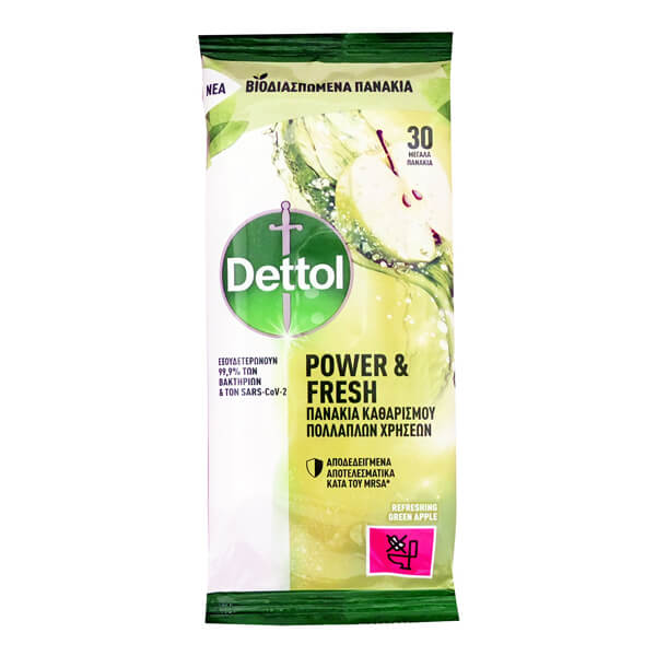 DETTOL ΜΑΝΤΗΛΑΚΙΑ 30τεμ. - (GREEN APPLE)Τεμάχια / Κιβώτιο: 10