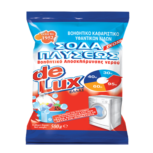 DE LUX ΣΟΔΑ ΠΛΥΣΕΩΣ ΚΡΥΣΤΑΛΛΙΚΗ 900gr.Τεμάχια / Κιβώτιο: 12